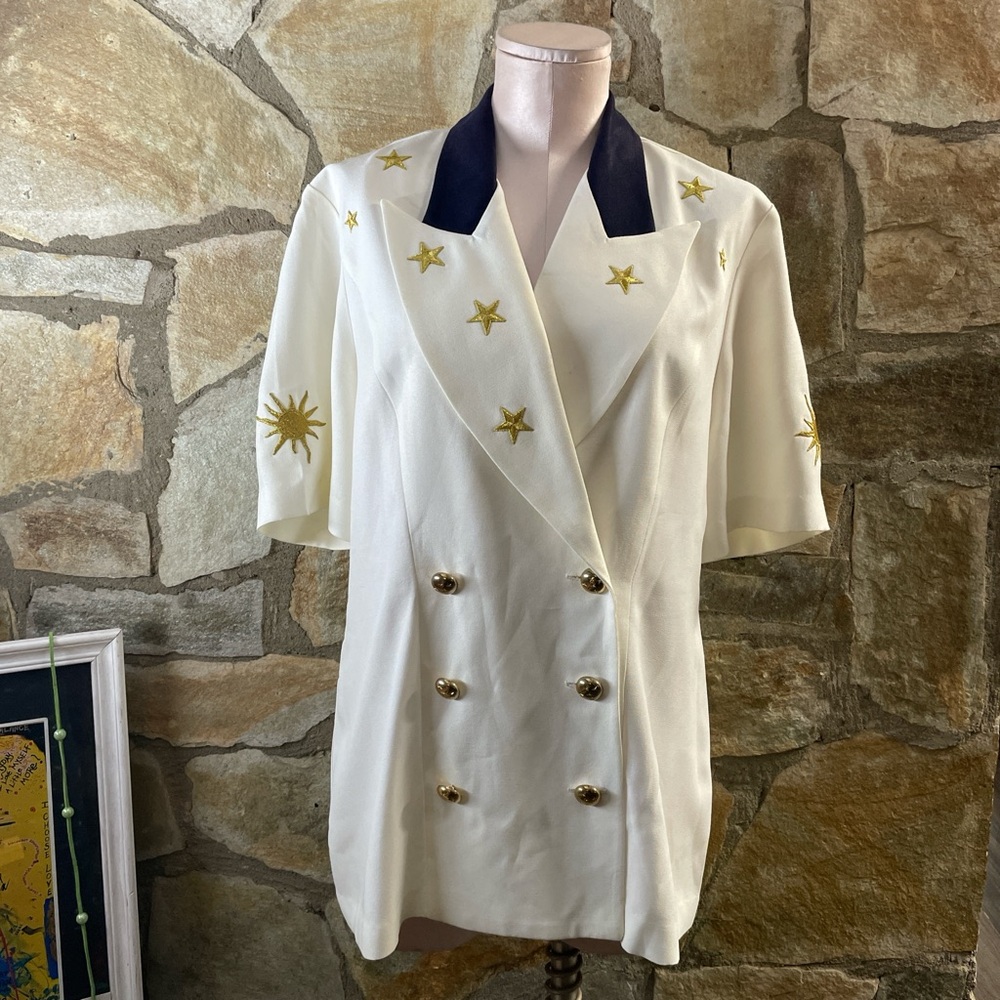 Vintage Gantos Double-Breasted Star Embroidered Blazer